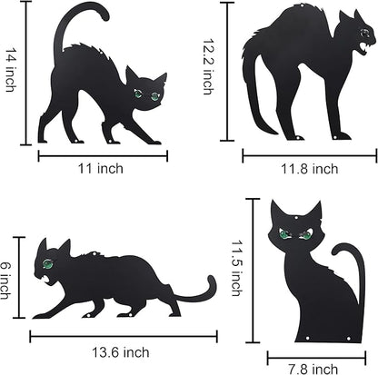 JOYIN 4 Pcs Halloween Black Cat Silhouette Yard Signs with Stakes, Halloween Decorations Outdoor, Halloween Yard Lawn Garden Sign for Family Home Front Yard Party Decor