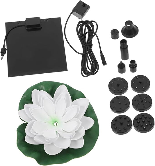 POPETPOP 1set Solar Lotus Fountain for Bird Bath Floating Water Lily Fountain for Garden Patio and Outdoor Spaces Attracts Birds Versatile Design