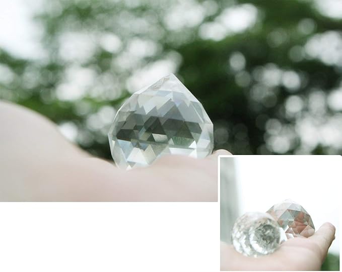 H&D HYALINE & DORA Set of 3 Clear Crystal Ball Includes 20/30/40mm Faceted Prism Balls Suncatcher for Ceiling Lighting Chandelier Hanging Decorating