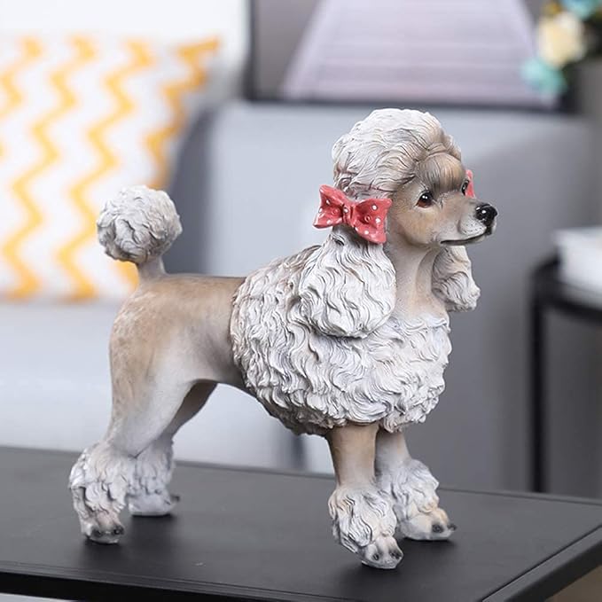 Garden Statue Animal Sculpture Outdoor Decor Gift Statue Decoration, Poodle Sculpture Resin Model, Living Room Garden Decoration Crafts, Children's Friends and Gifts 24 17 23.5cm