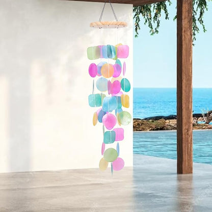 Taman Shell Wind Chimes for Outside - 32" Handcrafted Capiz Shell Windchime Coastal Decor Valentine's Day Gift for Indoor/Outdoors, Garden,Yard,Coastal,Beach Decor, Women Mother’s DayGift