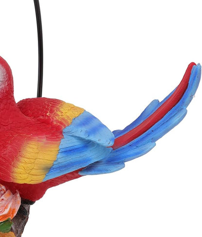Hanging Iron Ring Parrots Statue, Garden Hanging Parrot Decor, Exquisite Resin Parrot Crafts with Metal Ring for Courtyard Balcony Lawn Outdoor Indoor Decoration