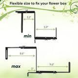 VIVIKEN Planter Box Brackets, Adjustable Window Box Brackets for Deck Railing, No Drill Flower Box Bracket for Outdoor Planters-2 Pack