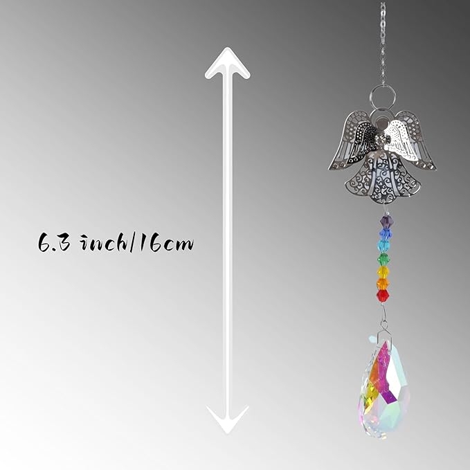 Crystal Sun Catcher for Car, Car Charms for Rear View Mirror,Angel Hanging Ornamentcar Sparkling Crystal Prism Decor, Cars Accessories for Women