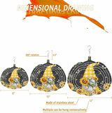 Gnomes Black Wind Spinners Outdoor Inoor,Decorative Hanging Pumpkin Ornaments for Yard Patio Garden,Yellow Sunflower Floral Bee Summer Spring Stainless Steel Metal Wind Sculpture Suspension Trim,10"