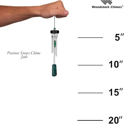 Woodstock Chimes Signature Collection, Precious Stones Chime, 12'' Jade Décor Designs - Small Chimes Wind Chimes for Outdoor, Patio, Home or Garden Décor (PSJ)