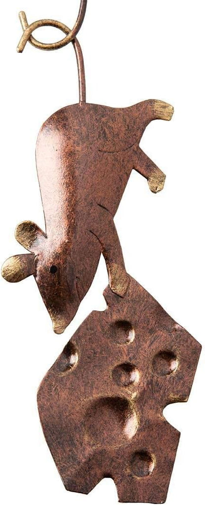 Wind & Weather Metal Mice Door Crawler – Handcrafted Reclaimed Metal Indoor and Outdoor Decor – Dark Copper Finish with Golden Highlights – 4.25" W x 10" H x 0.75" D