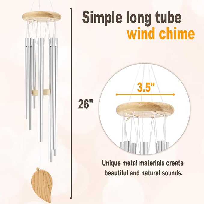 Wind Chimes for Outside Windchimes Outdoors Clearance Outdoor Wind Chimes Zen Garden House Decor Outdoors Garden Decor Sympathy Souvenir for Loss of Loved One (Silvery)