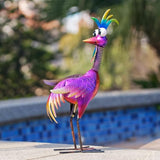 Metal Wacky Rooster Garden Statue, 19'' Rooster Decor Yard Statue Decorations Outdoor, Chicken Yard Art for Outside, Patio, Backyrad, Lawn(Purple)