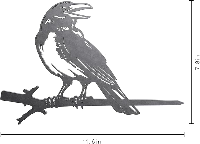 NOAHAMMER Metal Birds Yard Art Crow - Outdoor Silhouette Garden Decoration Rusty Metal Statue Decor - Metal Birds on Tree Metal Silhouette Sculptures Yard Art Gifts