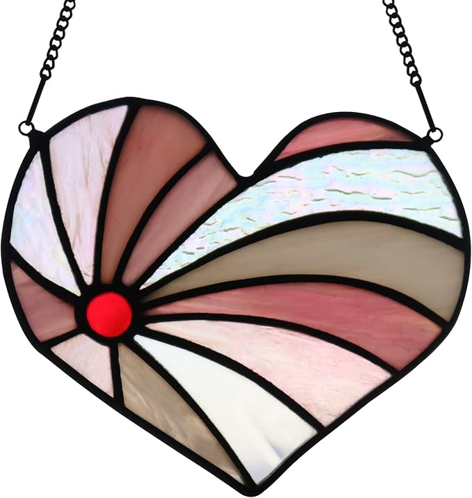 Heart Suncatcher Stained Glass Window Hangings, Heart Shaped Birthday Gift for Grandma Aunt Sister Parents, for Women Couple Annivesary Wedding Gifts for Mom