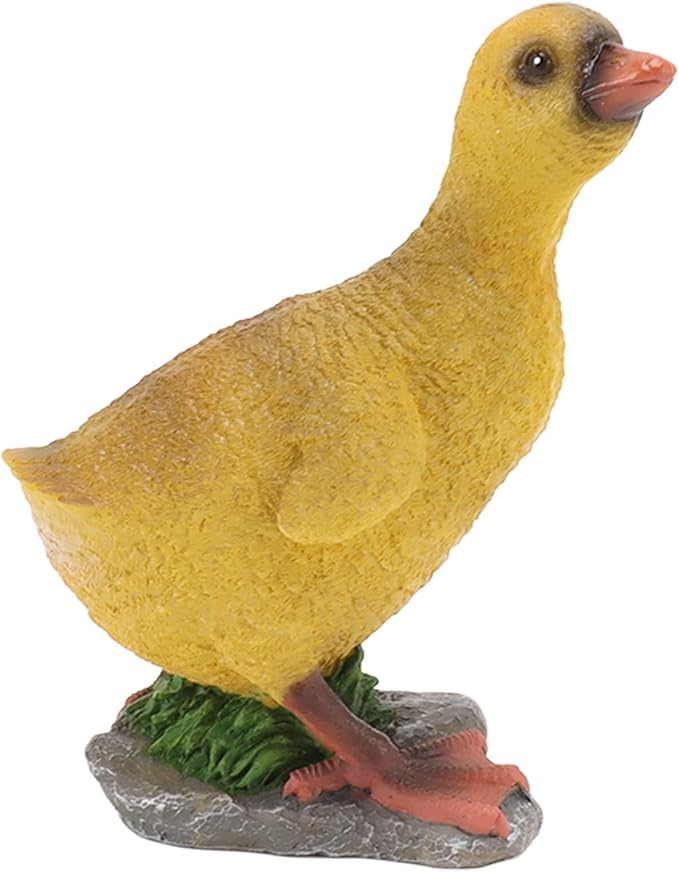 Cute Statues Resin Duck Figurine Furry Ducks True Colors Garden Statue Anti Fading Backyard Decor(Gray)