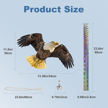 4PCS Flat Fake Hawk to Keep Pigeon Away from Porch Plastic Hawk to Scare Woodpecker Away from House with Reflective Tape Garden Owls to Scare Pigeon Squirrel for Patio Windows Hanging Hawks Decor