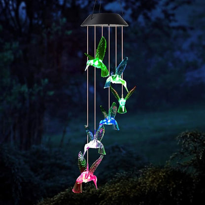Mother Gifts, Hummingbird Gifts for Grandma, Hummingbird Wind Chimes Outdoor,Solar Wind Chime, Gift for mom, Birthday Gift for Women, Garden Decor, Yard Decor