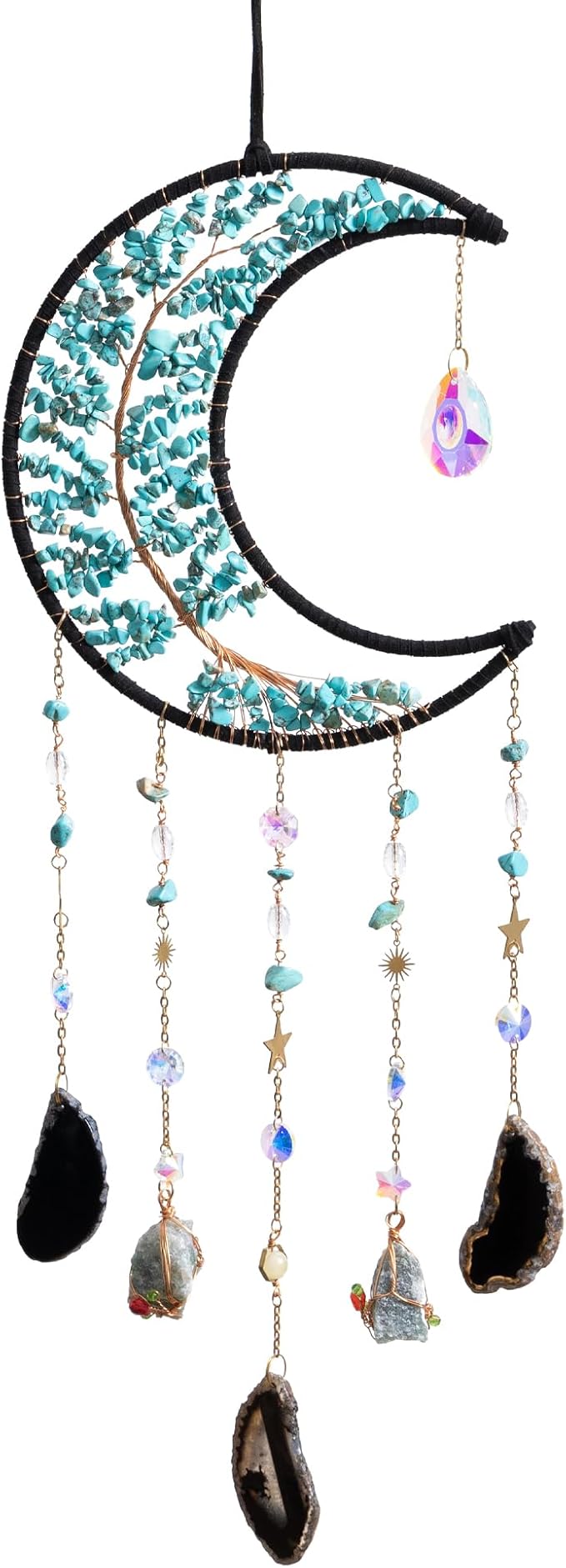 Crystal Wind Chimes，Moon Tree of Life Suncatchers for Windows Hanging Decoration Crystal Suncatcher Hainging Window Wall Room Decor Gifts for Adults Girls