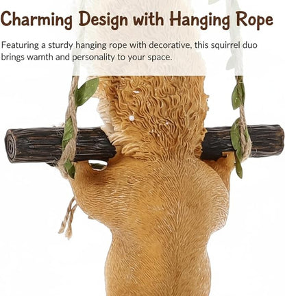 SUPVOX Hanging Squirrel Ornament for Tree Hand-Painted Resin Squirrel Statue with Durable Flax Rope Outdoor Garden Decor for Patio Balcony and Yard 12.59X5.51X2.75 Inches