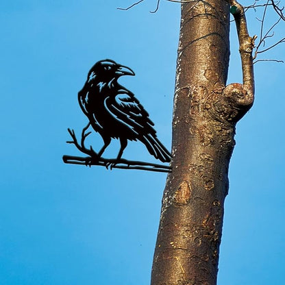 SUPERDANT Raven Metal Garden Decor Outdoor Crow Black Silhouette Yard Art Raven Decorative Garden Stakes Crow Lawn Ornaments Yard Stakes Metal Wall Art for Lawn Patio