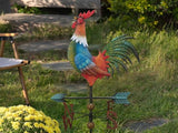 TERESA'S COLLECTIONS Garden Decor with Solar Outdoor Lights, Red Rooster Yard Art Sign for Outside, 39.4'' Metal Weathervane Decorative Garden Stake for Outdoor Decor Lawn, Gifts for Mom