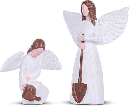 Garden Angel Statues of Set 2, Gardening Gifts for Women Figurines, Unique for Mom Sisters Grandma Friends, Gift to Celebrate Friendships