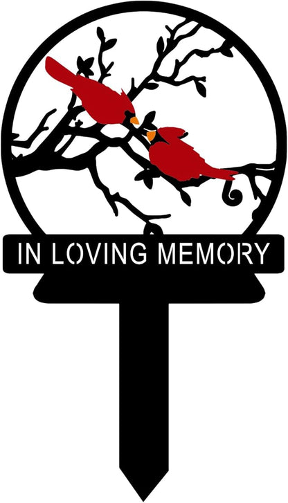 Personalized Cemetery Memorial Metal Stakes, Cardinals Memorial Grave Markers,Graden Decorations for Loss of Mother Father, Outdoor Sympathy Decor Gift