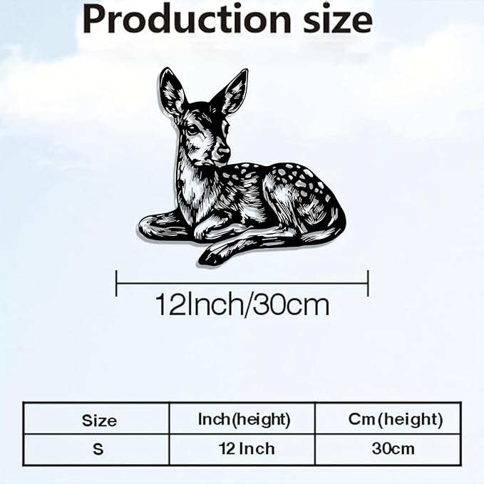 Deer Metal Wall Art - Rustproof Iron Garden Fence Decor, Cartoon-Style Animal Mural, Christmas & Outdoor Home Decoration, for Nature Collectors & Animal Decor Enthusiasts(30cm/11.81in)