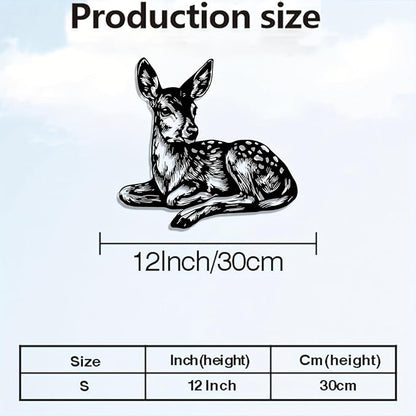 Deer Metal Wall Art - Rustproof Iron Garden Fence Decor, Cartoon-Style Animal Mural, Christmas & Outdoor Home Decoration, for Nature Collectors & Animal Decor Enthusiasts(30cm/11.81in)