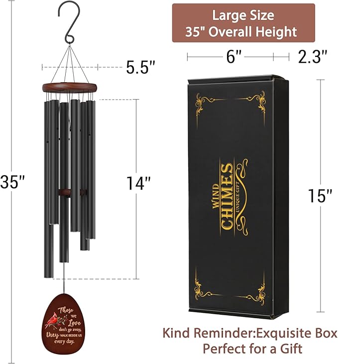 Cardinal Standing on Mistletoe Memorial Wind Chimes for Outside,Sympathy Wind Chimes for Loss of Loved One Mother Father,Cardinal Gifts & Sympathy Gift for Bereavement,Condolence,Funeral