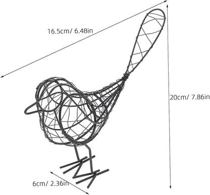 Mobestech Black Metal Bird Statue 20x23cm Garden Ornaments Stylish Black Metal Bird Art for Indoor Outdoor Decor