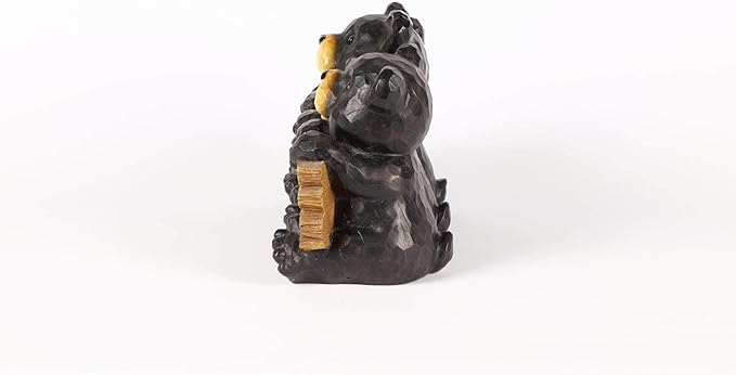 Bear Family Holding Welcome Sign Outdoor Garden Statue - 14.5" - Black
