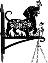 Rngmsi Metal Plant Hangers Outdoor, Dachshund Wall Mounted Hanging Plant Bracket Outside, Flower Pot Bird Feeder Wind Chimes Hangers Decorations
