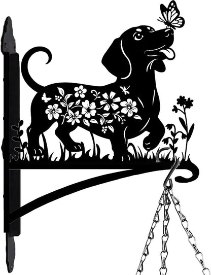 Rngmsi Metal Plant Hangers Outdoor, Dachshund Wall Mounted Hanging Plant Bracket Outside, Flower Pot Bird Feeder Wind Chimes Hangers Decorations
