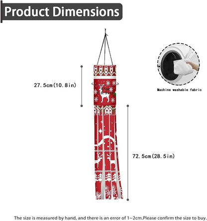 Christmas Elk Snowflake Wind Sock with Tails, Lightweight Fabric Windsock Outdoor Hanging Decorations for Home Yard Yard Patio Lawn Garden, Red Christmas Decor