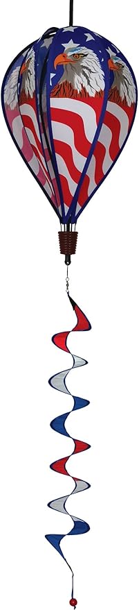 In the Breeze Patriot Eagle 6-Panel Kinetic Hot Air Balloon Wind Spinner,12" W x 42" H x 12" D,1048