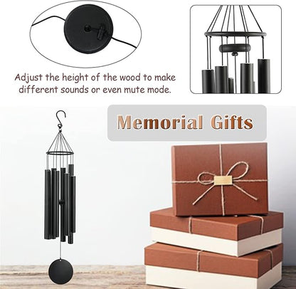 Large Wind Chimes Outdoors Deep Tone, in Memory of Loved One Wind Chimes for Outside,Sympathy Chimes Gifts for Mother/Father,Prime/Clearance Memorial Chimes, Metal Chimes Outdoors Garden Décor(Black)