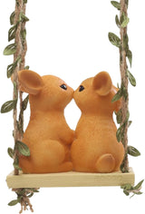 Swing Animals Garden Statue Outdoor Decor, Resin Hanging Animals Figurine Tree Ornaments Yard Art Sculpture for Stump Branch Patio Lawn Decorations (Couple Rabbits)