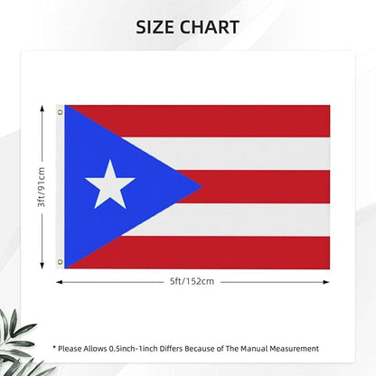 Puerto Rico Puerto Rican Flag Tapestry 3x5 FT for Outdoor Puerto Rican National Flags with 2 Brass Grommets for Yard House Garden Decor Vivid Color Durable Polyester（Blue）