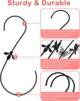 PACETAP Bird Feeders Hanger 12-Inch, 4PCS Metal Hummingbird Feeder Hooks, Heavy Duty Plant Hangers Outdoor for Hanging Plants, Wind Chimes, Christmas Ornaments and More (Black)