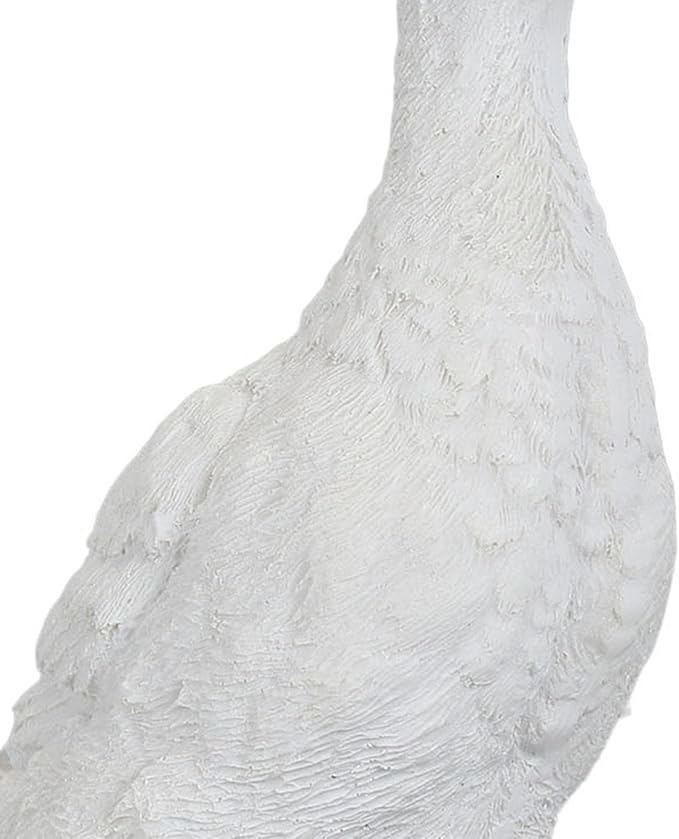 Duck Resin Statue,Resin Goose Sculpture Statue Front Porch Garden Decor for Outside Imitation Wood Carving, Funny Animal Decorations Fairy Craft Yart Art Decor(White)