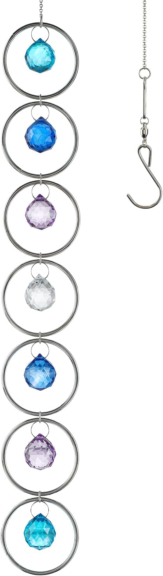 7 Chakra Crystal Suncatcher Pendant Strand with 7 Colored 2Inch Crystal Balls and Gold Loops for ndoor Outdoor Home Garden Decor Birthday Gift