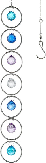 7 Chakra Crystal Suncatcher Pendant Strand with 7 Colored 2Inch Crystal Balls and Gold Loops for ndoor Outdoor Home Garden Decor Birthday Gift