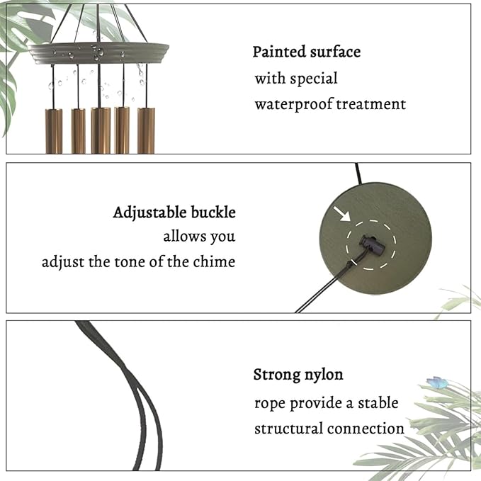 Personalized Wind Chimes 36inch, in Loving Memory of Sympathy Wind Chimes, Memorial Funeral Gifts, Butterfly Dandelion Deep Tone Wind Chime, Loss of Loved Dad/Mom Outdoor