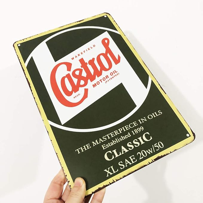 Pack of 5 pcs Retro Vintage Tin Signs, Gas Oil Car Metal Posters for Garage Man Cave Bar, 8x12 inch/20x30cm