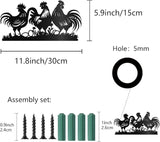 CREATCABIN Farmhouse Metal Wall Decor Hanging Sculpture Wall Art Rooster Hen Chick Egg Rustic Sign Wall Silhouette Artwork Decoration for Indoor Outside Home Office Hotel Black 11.8 x 5.9 Inch