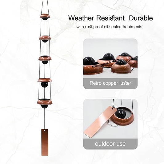 Wind Chimes for Outside with 5 Bell Unique Copper Musical Chimes Feng Shui Windchime for Home Garden Patio Porch Decor Gifts for Mom Grandma