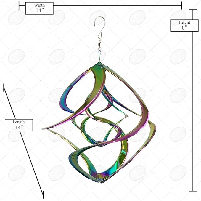 Red Carpet Studios The Original Cosmix Deluxe Helix Wind Spinner, Medium 14-Inch, Double Rainbow