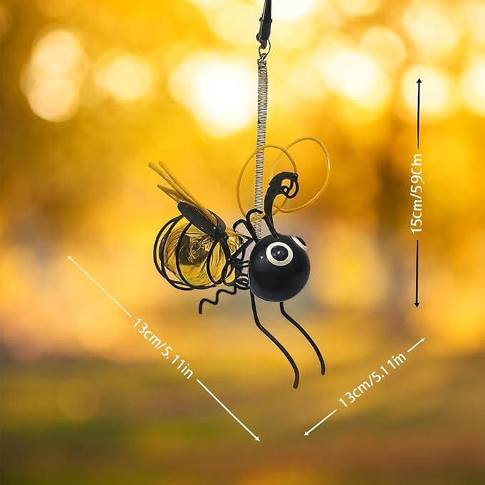 Solar Bee Lights Outdoor – Hanging Metal Bee Lights with Hook, Waterproof Garden Decorations for Yard, Patio & Trees, Winter Holiday Gifts & Outdoor Décor for Women & Kids (Gold-1PC)