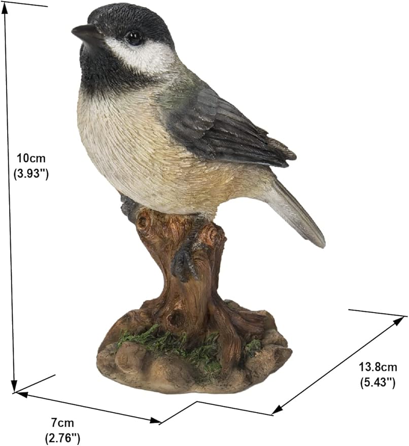 Hi-Line Gift Various Bird on Stump Statues (Chickadee), Multi Colors