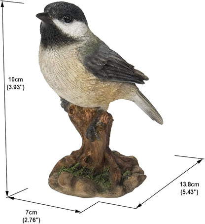 Hi-Line Gift Various Bird on Stump Statues (Chickadee), Multi Colors