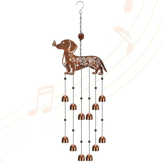Dachshund Wind Chime for Outside, Dachshund Gifts for Women Men, Metal Memorial Gift for Dog Lovers, Outdoor Garden Patio Decor