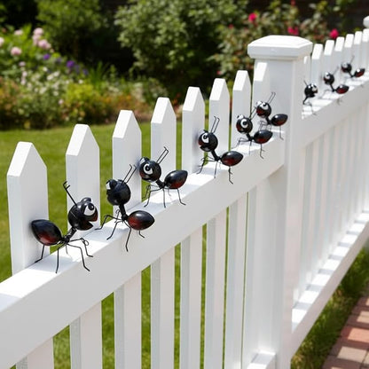 Cruis Cuka Metal Yard Art Garden Decor for Outside Cute Ants Yard Decorations Outdoor Lawn Ornaments Backyard Gifts for Mom - Set of 8（All Black）